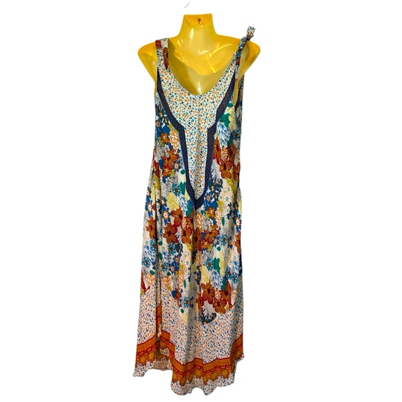 Seven Islands Sun Dress Asymmetrical Adjustable Straps Beach Colorful Floral Med - Picture 3 of 6